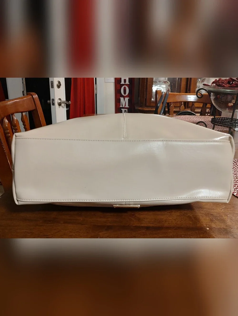 Madden Girl Cream Shoulder Bag with Red Accent Charm